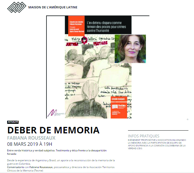 Maison de l?Amerique Latina. Deber de memoria